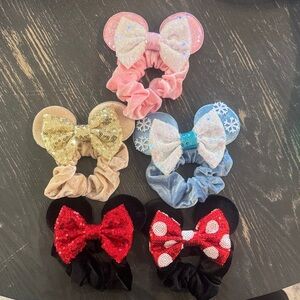 Kids Sequin Mouse Ear Hair Scrunchie - Pink, Gold, Blue, Black, Red